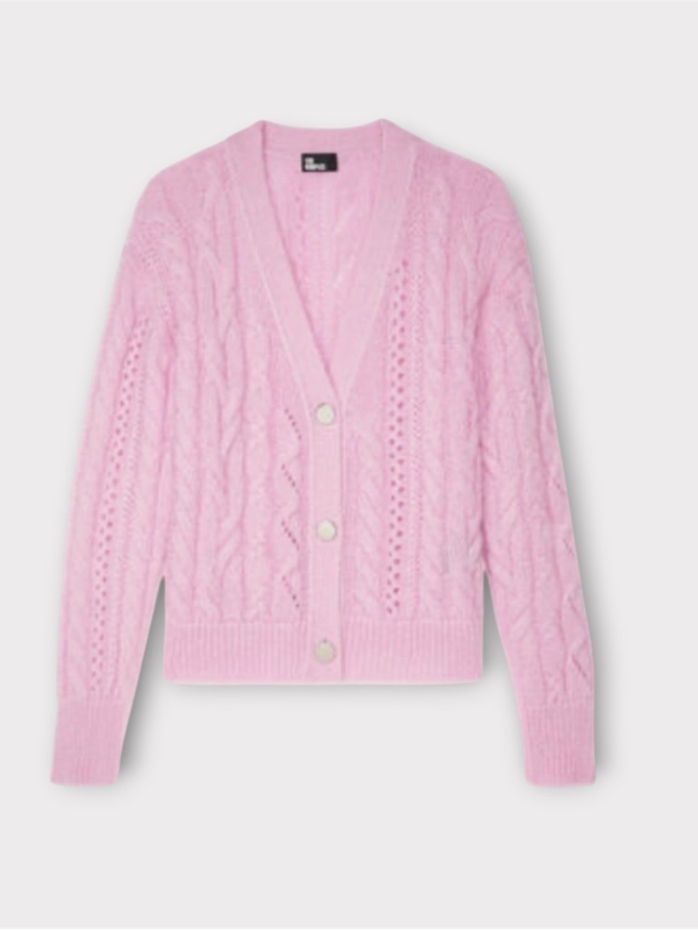 THE KOOPLES Pink cable-knit wool-blend cardigan